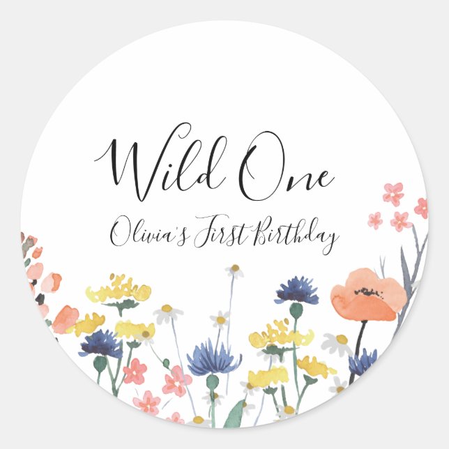 Sticker Rond Premier anniversaire de Wild One Wildflower (Devant)