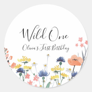 Sticker Rond Premier anniversaire de Wild One Wildflower
