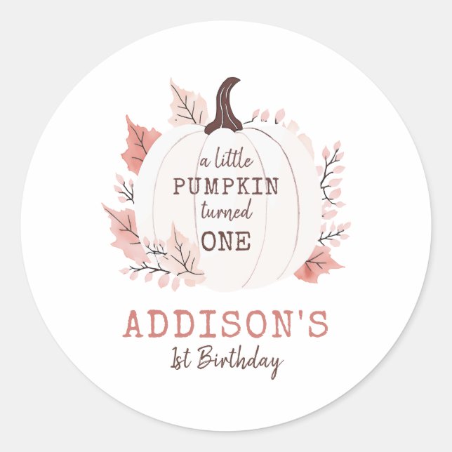 Sticker Rond Premier anniversaire du petit Citrouille (Devant)