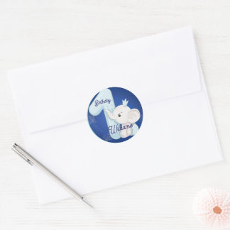 Sticker Rond Premier anniversaire d'un bébé éléphant mignon