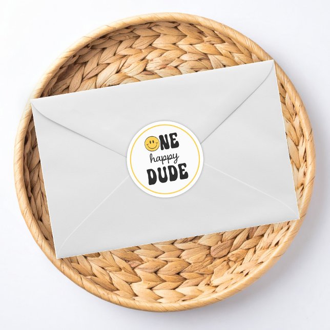 Sticker Rond Premier Anniversaire d'Un Mec Heureux (Créateur téléchargé)