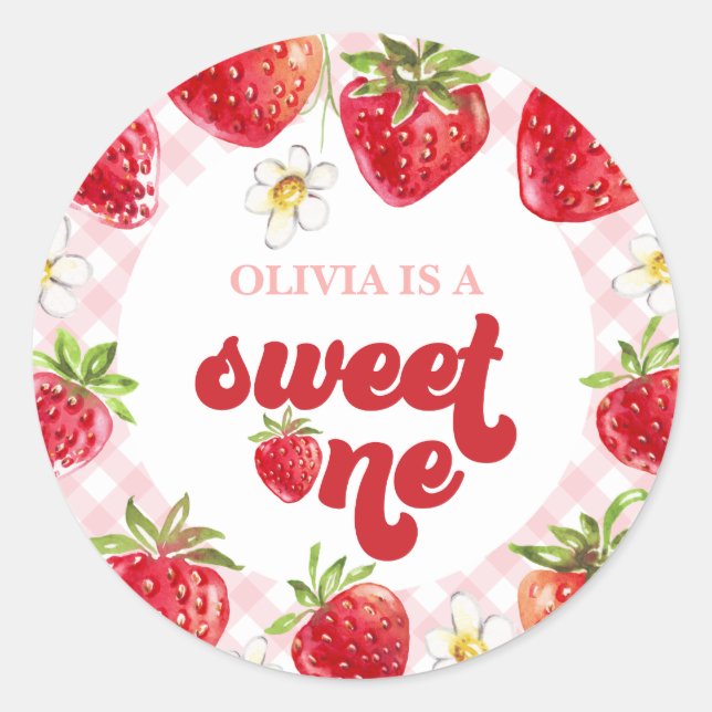 Sticker Rond Premier anniversaire Strawberry Berry (Devant)