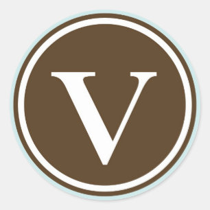 Sticker Rond Premier cercle de lettre V monogramme