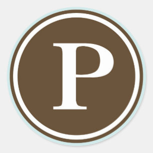 Sticker Rond Premier cercle P monogramme lettre sceau de la par