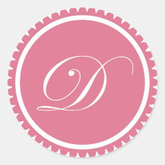 Sticker Rond Premier D princesse rose monogramme de sceau parti