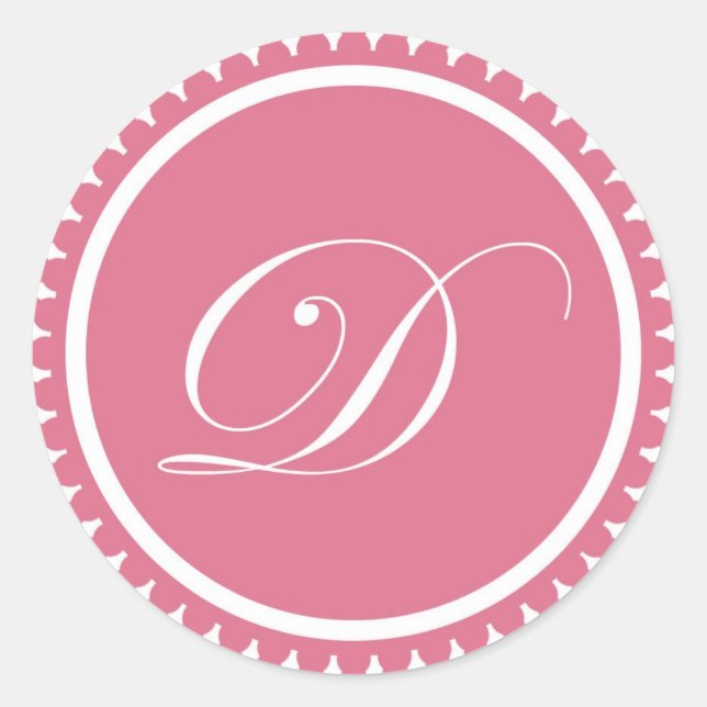 Sticker Rond Premier D princesse rose monogramme de sceau parti (Devant)