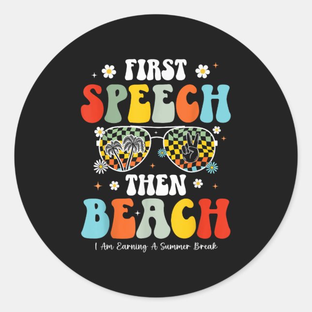 Sticker Rond Premier discours Puis Plage Discours Thérapie Ense (Devant)