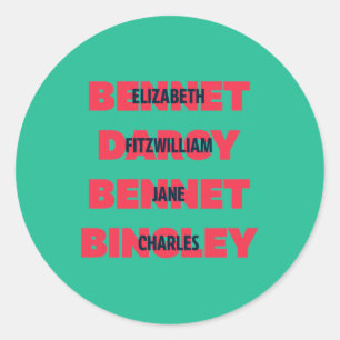 Sticker Rond Premier et dernier noms de personnages de fierté e