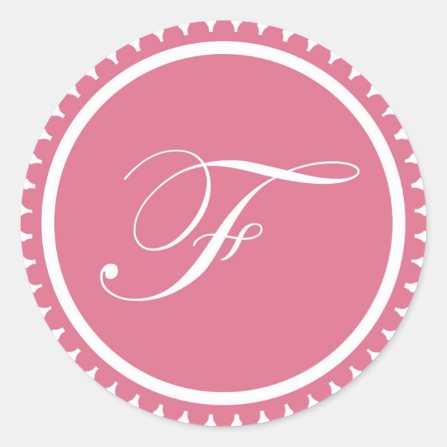 Sticker Rond Premier F princesse monogramme rose de la fête de  (Devant)