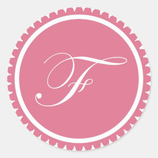 Sticker Rond Premier F princesse monogramme rose de la fête de