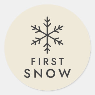 Sticker Rond Premier flocon de neige Hiver Dessin au trait