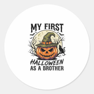 Sticker Rond Premier frère d'Halloween Chemise de lune de citro