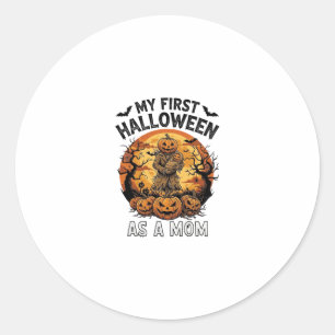 Sticker Rond Premier Halloween en tant que maman citrouille épo