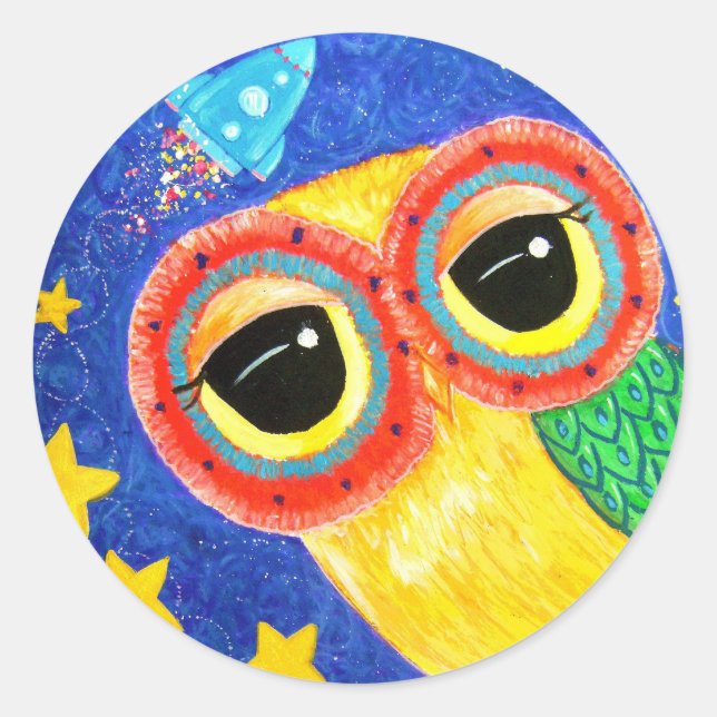 Sticker Rond Premier hibou dans l'espace (Devant)
