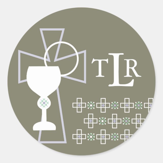 Sticker Rond Premier joint de communion - monogramme (Devant)