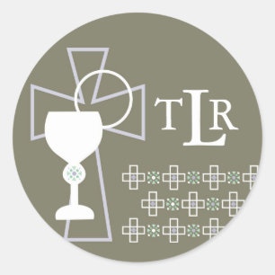 Sticker Rond Premier joint de communion - monogramme