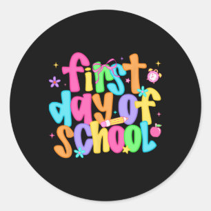 Sticker Rond Premier Jour De Classe Enseignants Élève Rentreé D