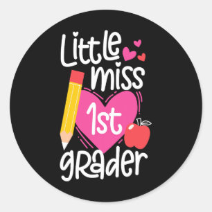 Sticker Rond Premier Jour De L'École Petite Miss 1ère Filles De