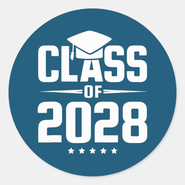 Sticker Rond Premier Jour De L'Enseignant Classe De 2028 (Devant)