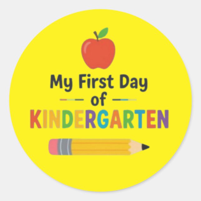 Sticker Rond Premier Jour De Maternelle (Devant)
