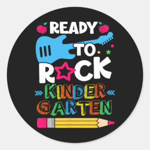 Sticker Rond Premier Jour De Maternelle Prêt À Rock Kindergart