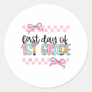 Sticker Rond Premier Jour De Professeur De 1re Année Fille Coqu