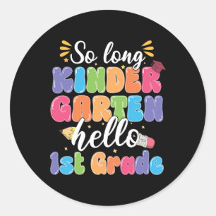 Sticker Rond Premier Jour D'école Au Revoir Maternelle Bonjour