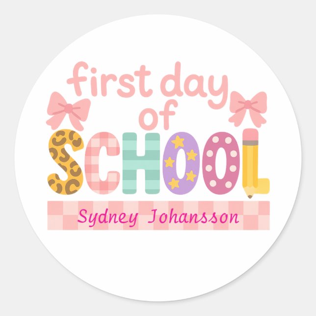 Sticker Rond Premier Jour d'École Mignon Retour à l'École (Devant)