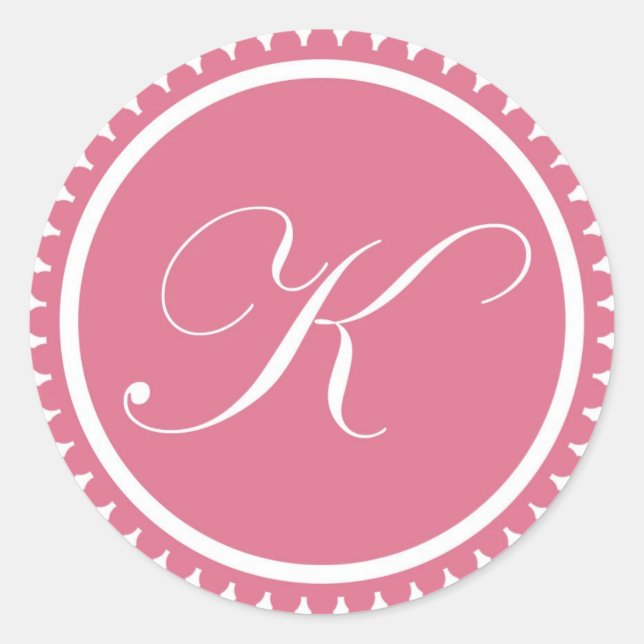 Sticker Rond Premier K princesse rose monogramme parti sceau ro (Devant)