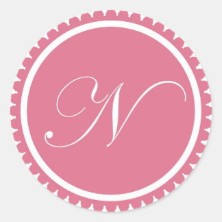Sticker Rond Premier N princesse rose monogramme parti de sceau