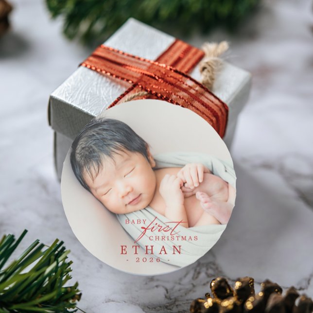 Sticker Rond Premier Noël de bébé (Créateur téléchargé)