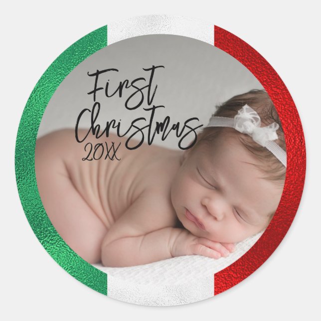 Sticker Rond Premier Noël de bébé italien  (Devant)