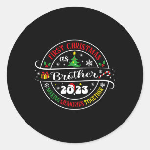 Sticker Rond Premier Noël en tant que frère 2023 Famille de Noë