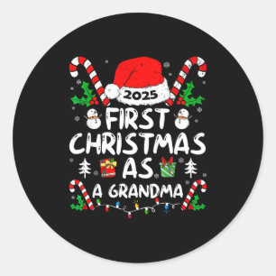 Sticker Rond Premier Noël en tant que grand-mère 2025 tenue de 