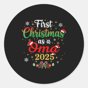Sticker Rond Premier Noël en tant que Oma 2025 Nouvelle Maman X