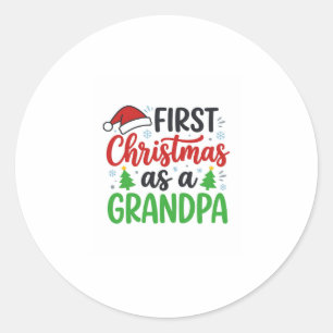 Sticker Rond Premier Noël Papy Chapeau de Père Noël