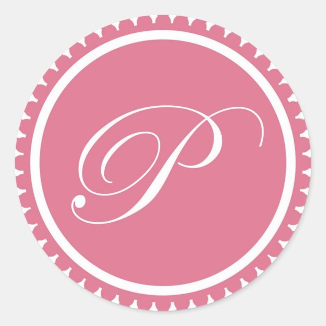 Sticker Rond Premier P princesse monogramme rose de phoque part (Devant)