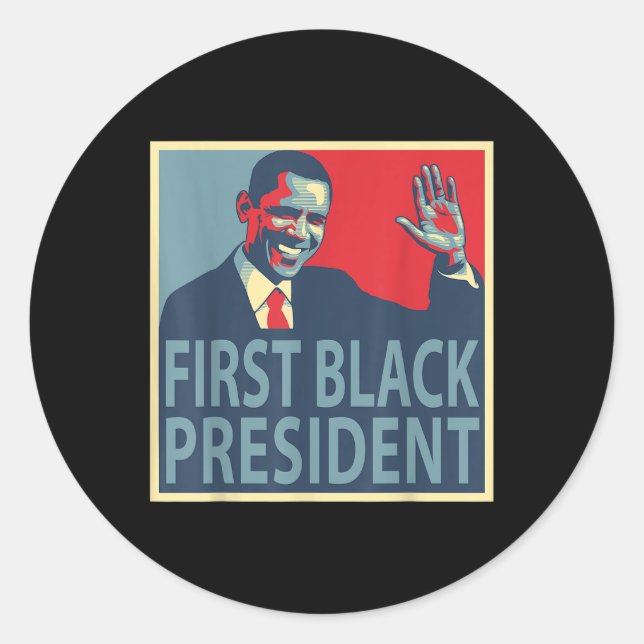 Sticker Rond Premier président noir Obama 44 (Devant)