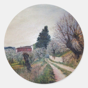 Sticker Rond PREMIER PRINTEMPS EN GOUVERNALAIS / Paysage Toscan