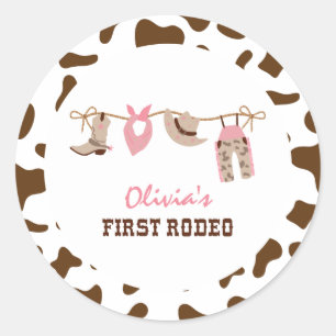 Sticker Rond Premier Rodéo Cow-boy Occidental 1er Anniversaire