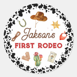 Sticker Rond Premier Rodeo Cowboy Cupcake Topper 1er anniversai