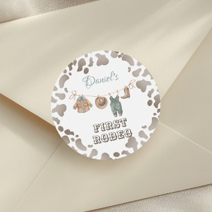 Sticker Rond Premier Rodéo Cowboy Vêtements Garçon Anniversaire