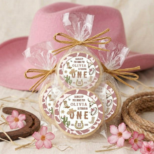 Sticker Rond Premier Rodéo Cowgirl de l'Ouest Fête d'anniversai