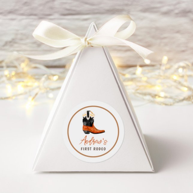 Sticker Rond Premier Rodéo Southern Cowboy Anniversaire (Créateur téléchargé)