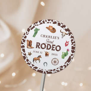 Sticker Rond Premier Rodeo Western Boy 1er anniversaire