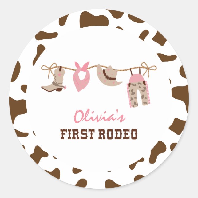 Sticker Rond Premier Rodeo Western Cowboy 1er anniversaire (Devant)