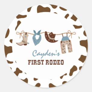 Sticker Rond Premier Rodeo Western Cowboy 1er anniversaire