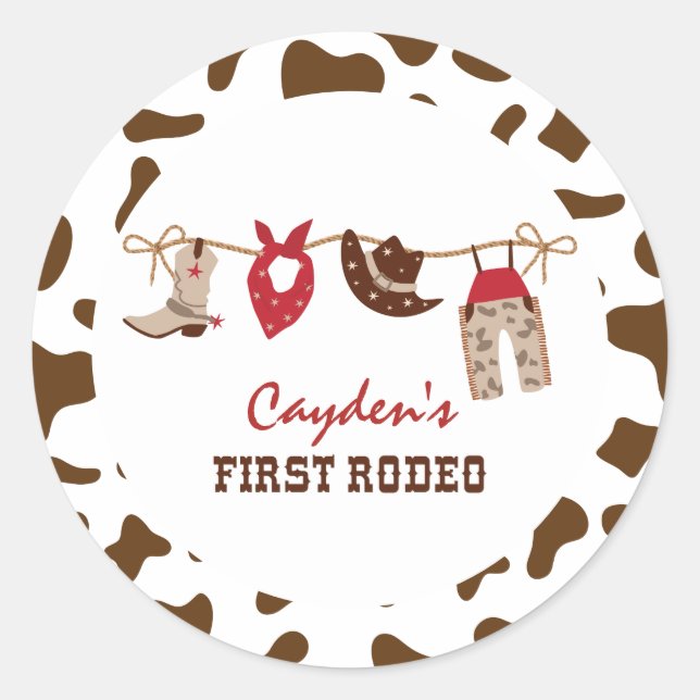 Sticker Rond Premier Rodeo Western Cowboy 1er anniversaire (Devant)