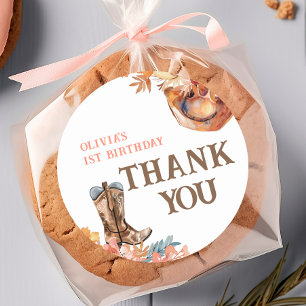 Sticker Rond Premier Rodéo Western Girl 1er Anniversaire