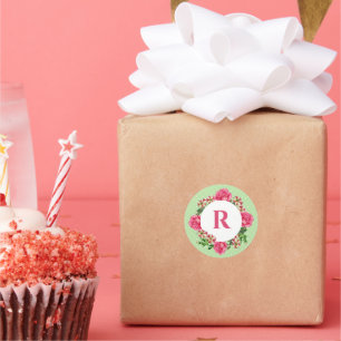 Sticker Rond Premier rose rose rouge blanc Pois Petunia